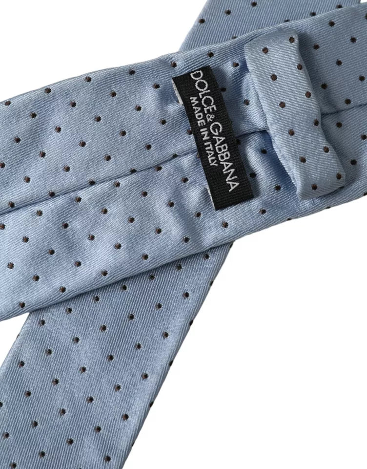 Dolce & Gabbana Light Blue Polka Dot Silk Adjustable Men Tie