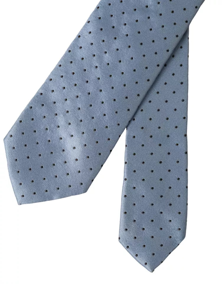 Dolce & Gabbana Light Blue Polka Dot Silk Adjustable Men Tie