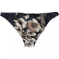 Dolce & Gabbana Black Floral Print Swimwear Beachwear Bottom Bikini