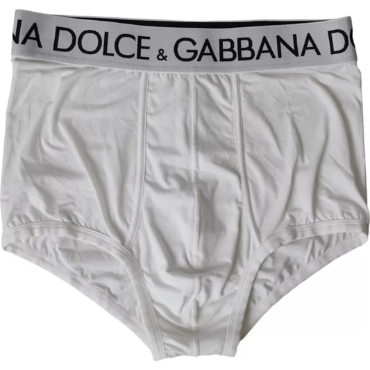 Dolce & Gabbana White Logo Cotton Stretch Brando Slip Underwear