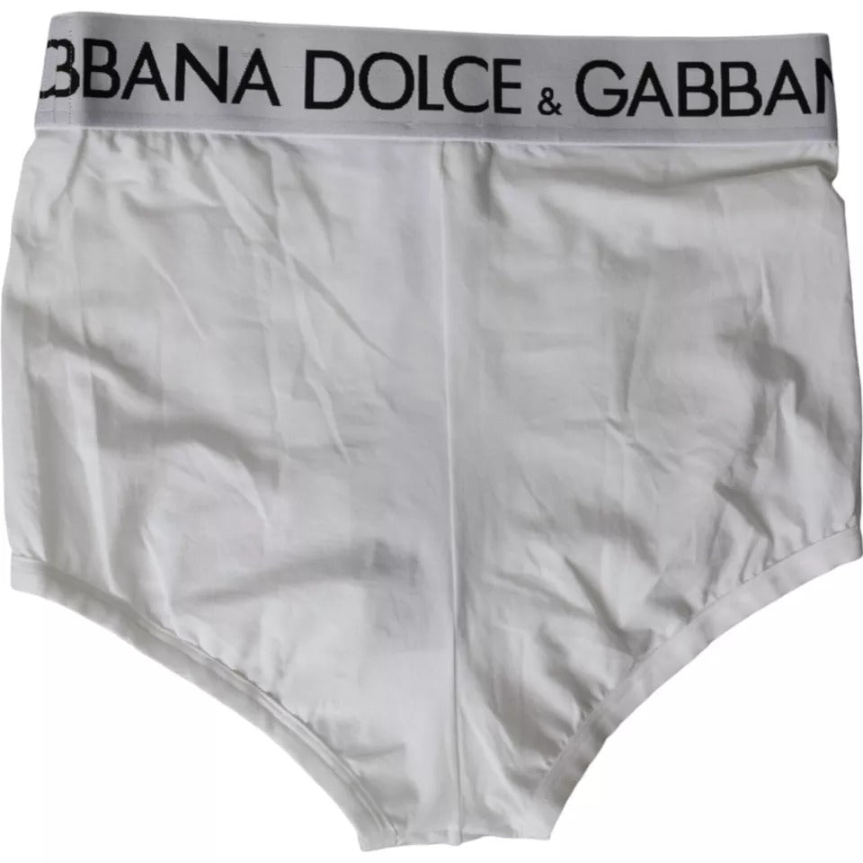 Dolce & Gabbana White Logo Cotton Stretch Brando Slip Underwear