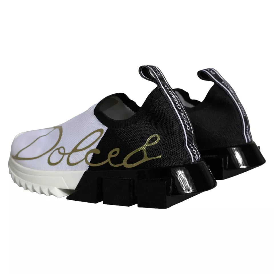 Dolce & Gabbana Black White Logo Sorrento Sneakers Shoes