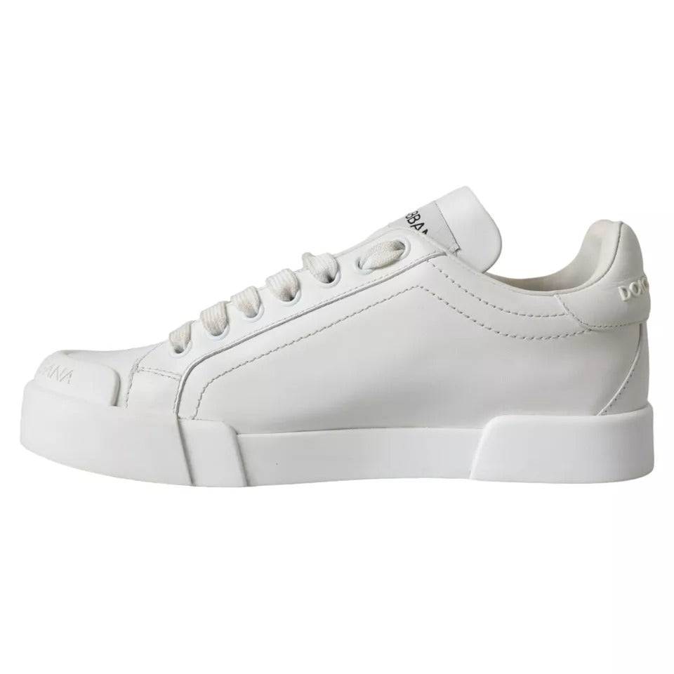 Dolce & Gabbana White Calfskin Leather Miami Low Top Sneakers Shoes