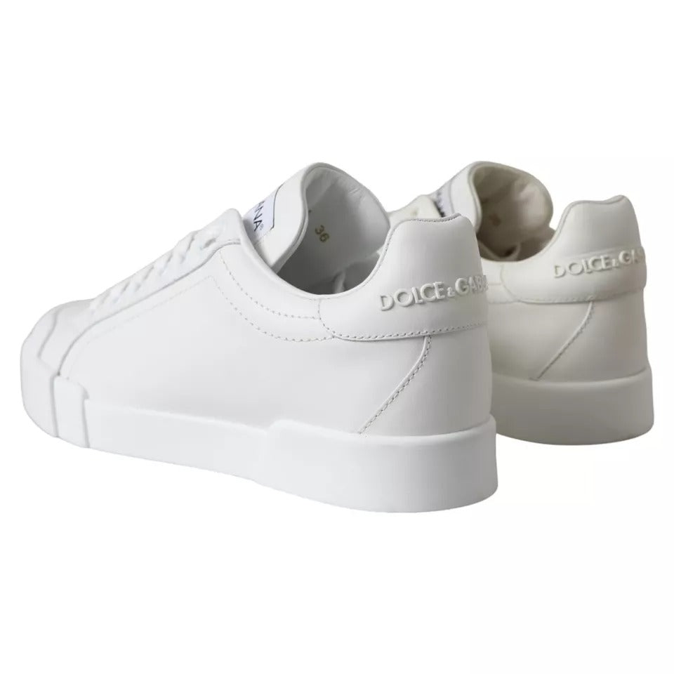 Dolce & Gabbana White Calfskin Leather Miami Low Top Sneakers Shoes