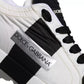 Dolce & Gabbana White Black Leather Low Top Women Sneaker Shoes