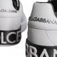 Dolce & Gabbana White Black Leather Portofino Sneakers Shoes