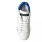 Dolce & Gabbana White Blue Portofino Low Top Leather Sneakers Shoes