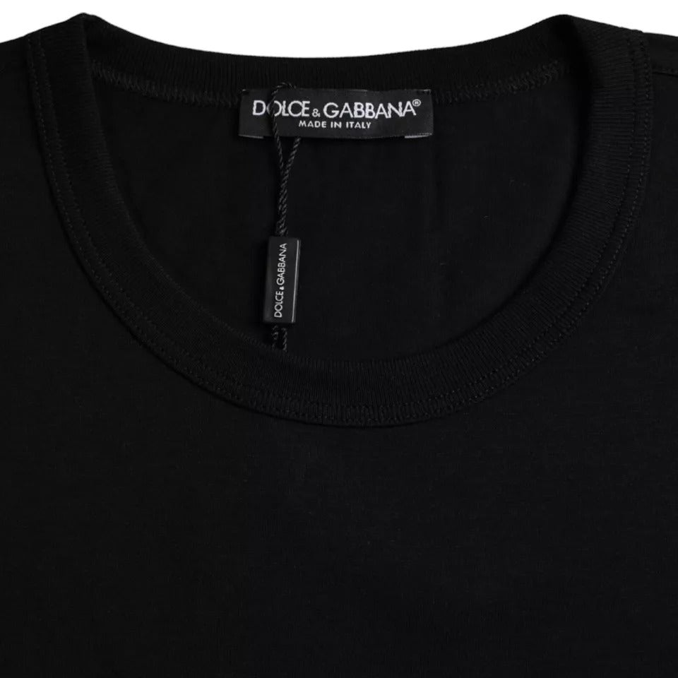 Dolce & Gabbana Black Cotton Round Neck Short Sleeves T-shirt