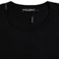 Dolce & Gabbana Black Logo Embossed Cotton Crew Neck T-shirt