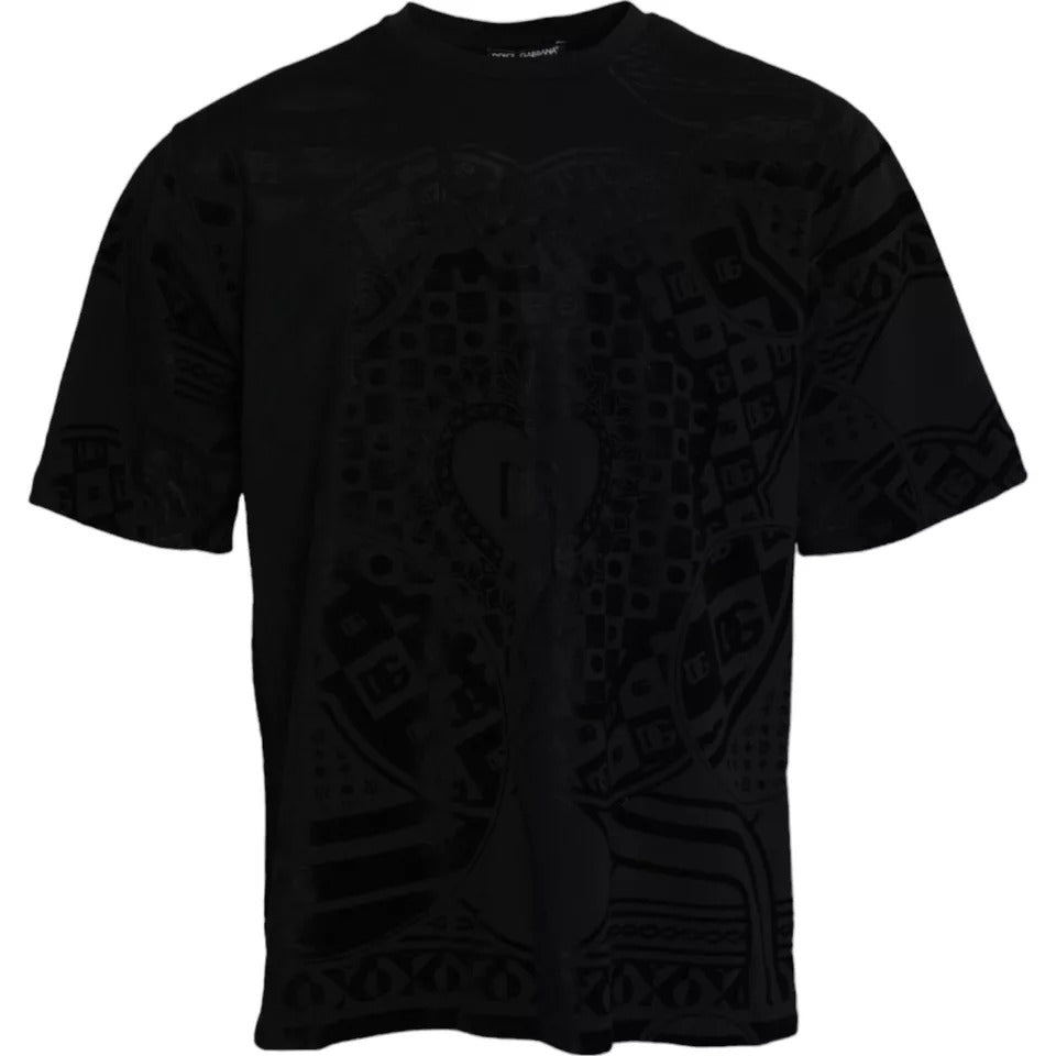 Dolce & Gabbana Black Cotton Round Neck Short Sleeve T-shirt