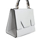 MSGM White Bovine Leather Top Handle Handbag Satchel Purse Bag