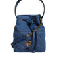 Versace Blue Quilted Denim Leather Crossbody Shoulder Bag