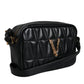 Versace Black Quilted Lamb Leather Camera Case Shoulder Bag