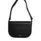 Versace Black Grainy Calf Leather Logo Crossbody Shoulder Bag