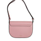 Versace Pink Grainy Calf Leather Logo Crossbody Shoulder Bag