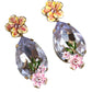 Dolce & Gabbana Gold Tone Brass Crystals Floral Clip On Earrings