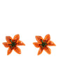 Dolce & Gabbana Orange Green Gold Brass Lily Flower Clip Floral Earrings