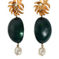 Dolce & Gabbana Red Watermelon Gold Brass Crystal Clip Dangling Earrings