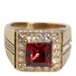 Dolce & Gabbana Gold Plated 925 Silver Red Crystal Ring