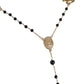 Dolce & Gabbana Gold Sterling Silver Black Beaded Rosary Chain Necklace