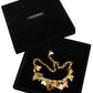 Dolce & Gabbana Gold Brass Crystal Bug Charm Pendant Statement Necklace