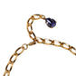 Dolce & Gabbana Gold Brass Crystal Purple Pink Pearl Pendants Necklace