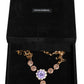 Dolce & Gabbana Gold Brass Crystal Purple Pink Pearl Pendants Necklace