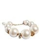 Dolce & Gabbana White Maxi Faux Pearl Beads Crystals Gold Chain Necklace