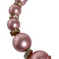 Dolce & Gabbana Pink Maxi Faux Pearl Beads Crystals Gold Chain Necklace