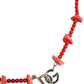 Dolce & Gabbana Silver Tone Brass Beaded Resin DG Logo Chain Necklace