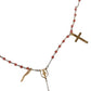 Dolce & Gabbana Gold Chain Brass Beaded Rosary Cross Pendant Necklace