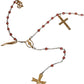 Dolce & Gabbana Gold Chain Brass Beaded Rosary Cross Pendant Necklace