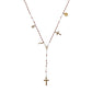 Dolce & Gabbana Gold Chain Brass Beaded Rosary Cross Pendant Necklace