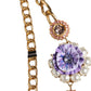 Dolce & Gabbana Gold Tone Floral Crystals Embellished Layered Necklace