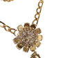 Dolce & Gabbana Gold Tone Floral Crystals Embellished Layered Necklace