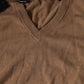 Dolce & Gabbana Brown Cashmere Knit V-neck Pullover Sweater
