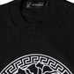 Versace Black Medusa Embroidery Crew Neck Pullover Sweater