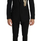 Dolce & Gabbana Elegant Black Three-Piece Suit with Saxophone Embroidery