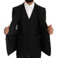 Dolce & Gabbana Elegant Black Three-Piece Suit with Saxophone Embroidery