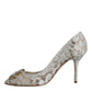 Dolce & Gabbana White Taormina Lace Crystal Heel Pumps Shoes