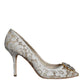 Dolce & Gabbana White Taormina Lace Crystal Heel Pumps Shoes