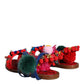 Dolce & Gabbana Multicolor Pom Pom Fur Wrap Sandals Shoes