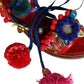 Dolce & Gabbana Multicolor Pom Pom Fur Wrap Sandals Shoes