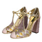 Dolce & Gabbana Pink Strass Crystals T-strap Sandals Shoes