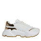 Dolce & Gabbana White Gold DAYMASTER Leather Sneakers Shoes