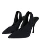 Dolce & Gabbana Black Jersey Stretch Heels Slingback Shoes