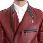 Dolce & Gabbana Radiant Red Leather Biker Motorcycle Jacket