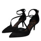 Dolce & Gabbana Black Suede Ankle Strap Pumps Heels Shoes