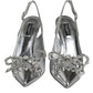 Dolce & Gabbana Silver Mesh Crystal Embellished Slingback Shoes