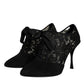 Dolce & Gabbana Black Taormina Lace Up Stretch Heels Shoes